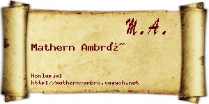 Mathern Ambró névjegykártya